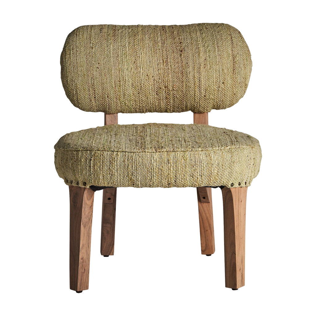 Vintage Design: Camelfarbener Stuhl aus Mangoholz mit Jute bezogen - Maison Oudh