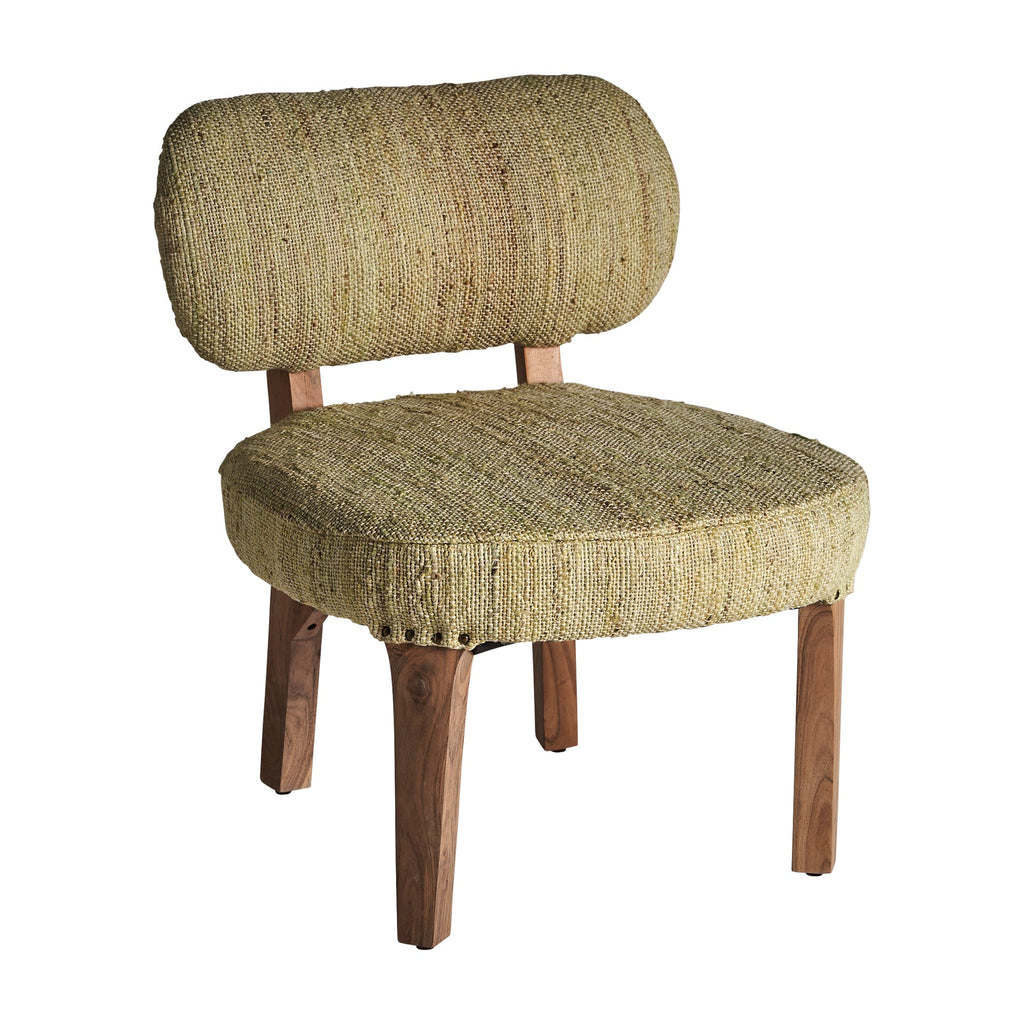 Vintage Design: Camelfarbener Stuhl aus Mangoholz mit Jute bezogen - Maison Oudh