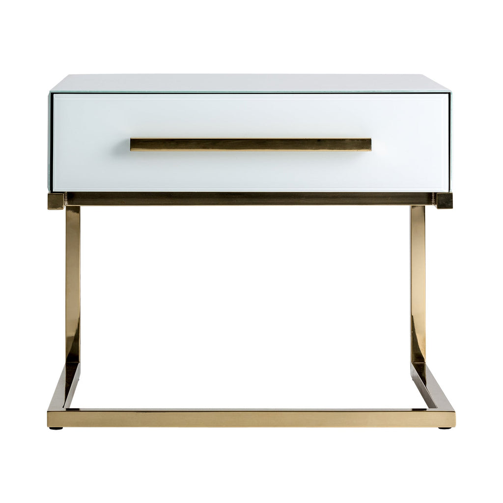 Weisser Nachttisch mit goldenen Elementen - Maison Oudh