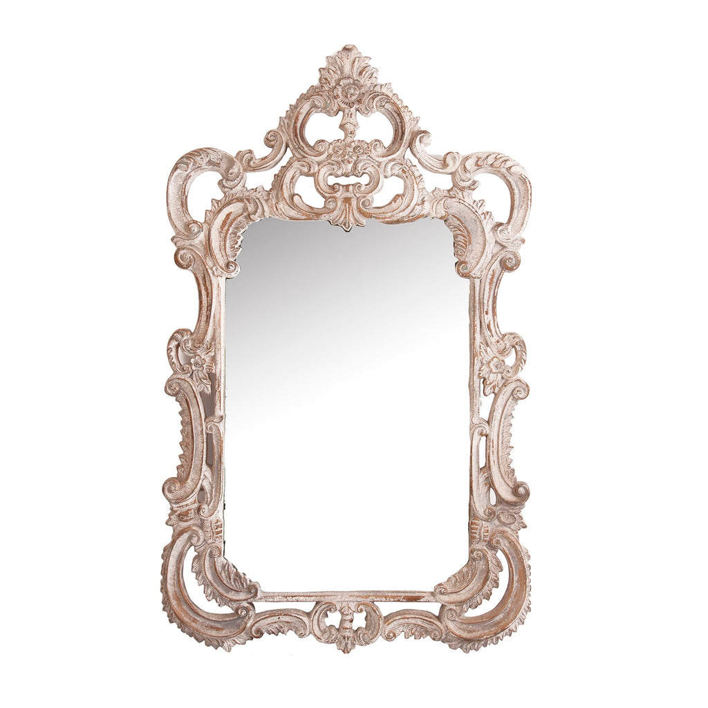 Weisser Spiegel kombiniert mit einem dekorativen Rahmen - Maison Oudh