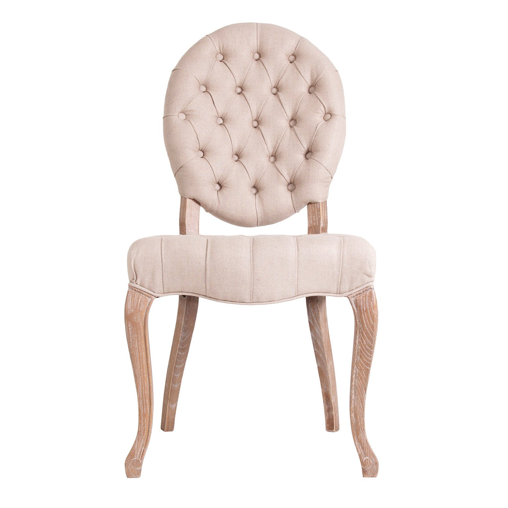 Weisser Stuhl aus Eschenholz mit Leinenstoff bezogen - Maison Oudh