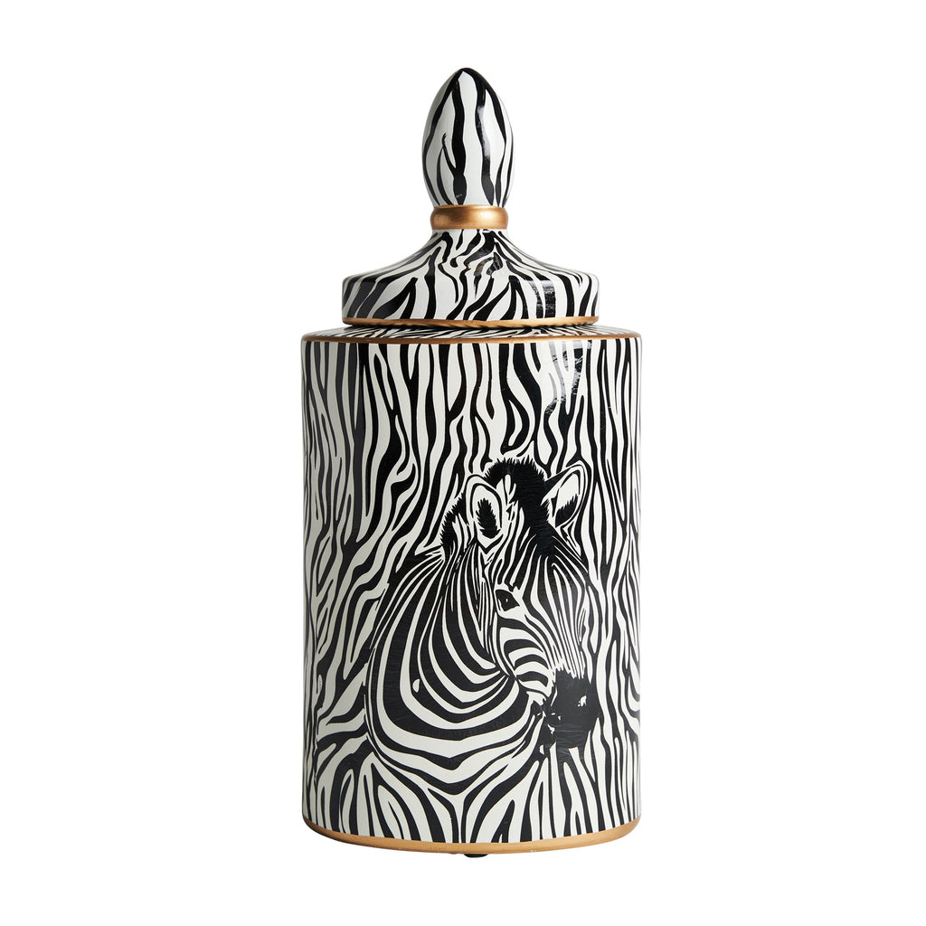 Zebra Vase mit Deckel aus Keramik large - Maison Oudh