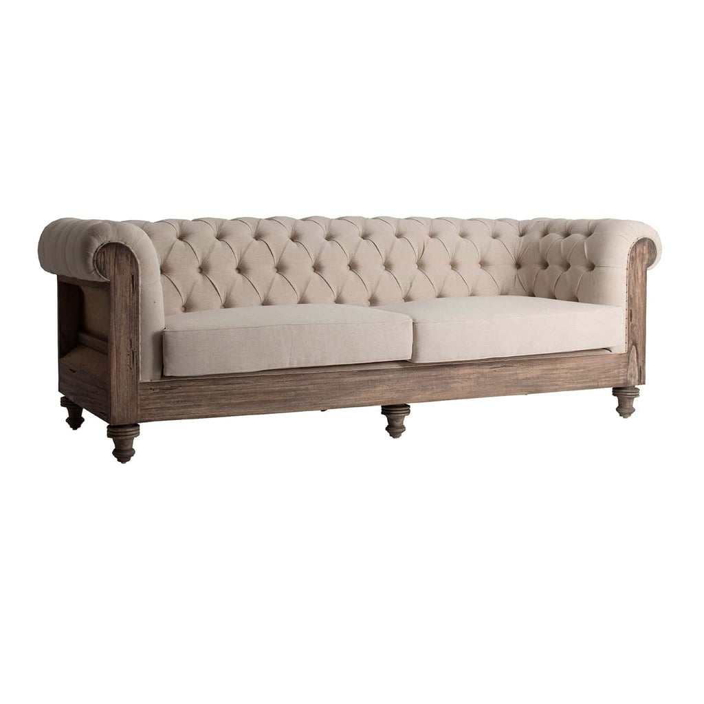 Handgefertigtes Vintage Chesterfield Sofa in Beige 