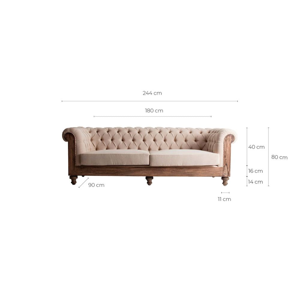 Handgefertigtes Vintage Chesterfield Sofa in Beige Handgefertigtes Vintage Chesterfield Sofa in Beige 
