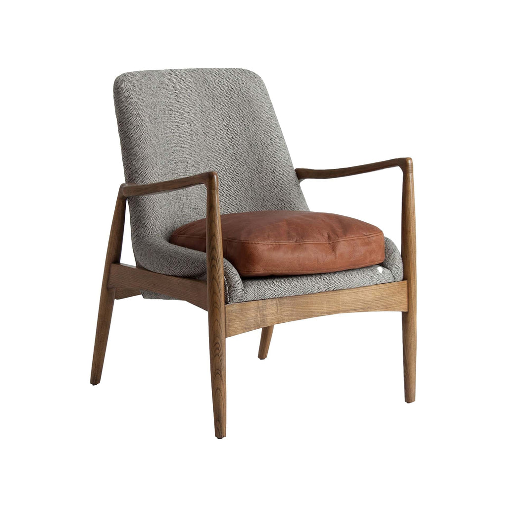 Vintage Sessel in Grau mit Lederkissen