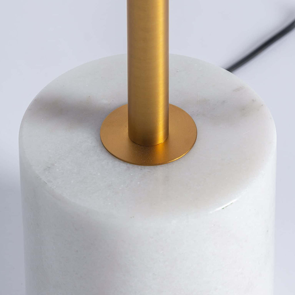 Art Deco Stehlampe in Gold mit Glaskugeln und Marmor