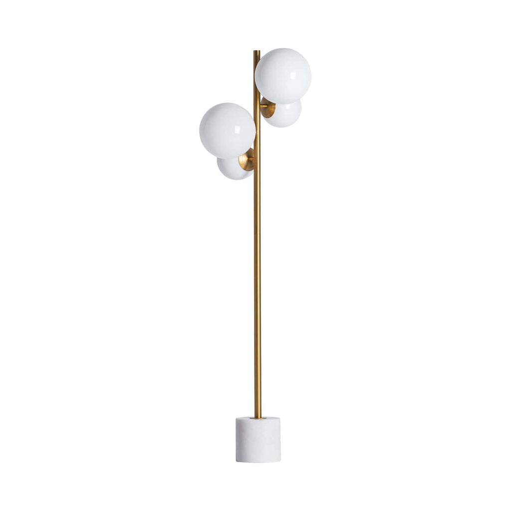 Art Deco Stehlampe in Gold mit Kristall und Marmor