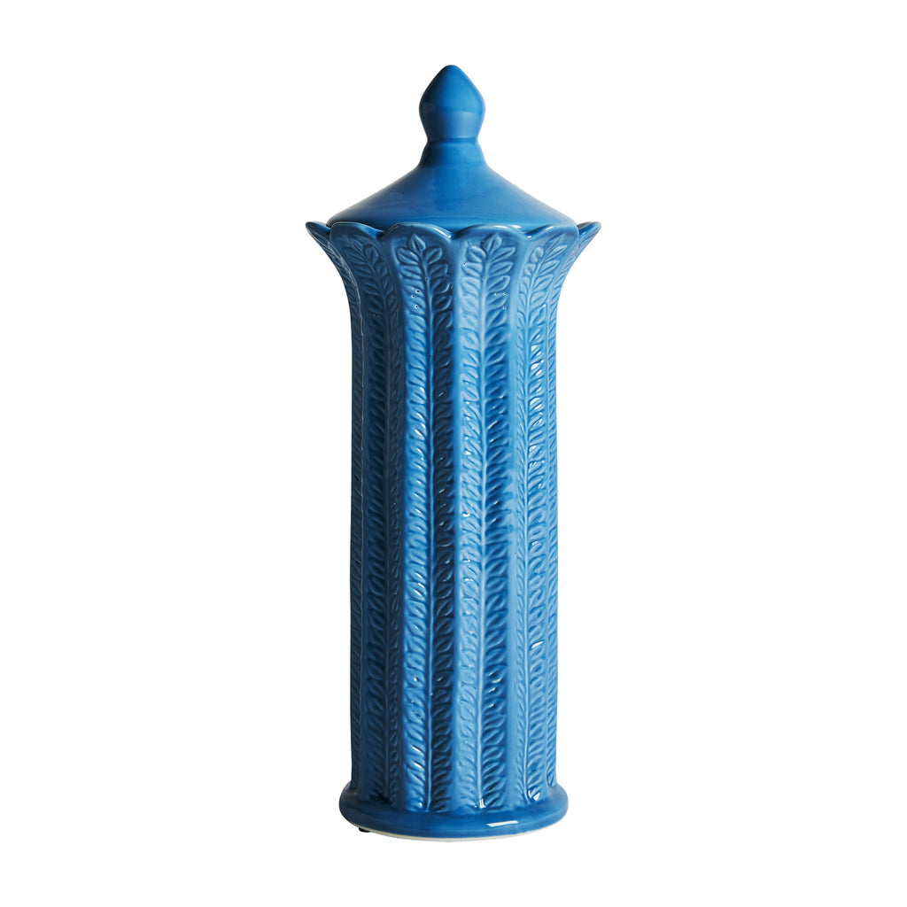 Handgefertigte blaue Keramikvase mit Deckel im modernen Contemporary-Stil