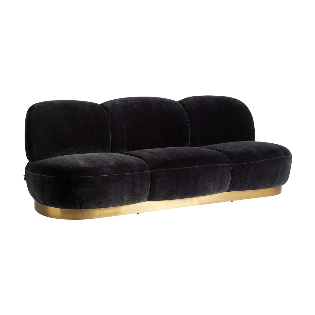Samtsofa im Art Deco Design – Schwarz und Gold