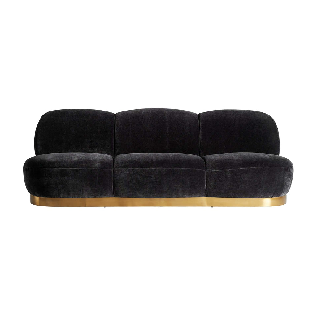 Samtsofa im Art Deco Design – Schwarz und Gold