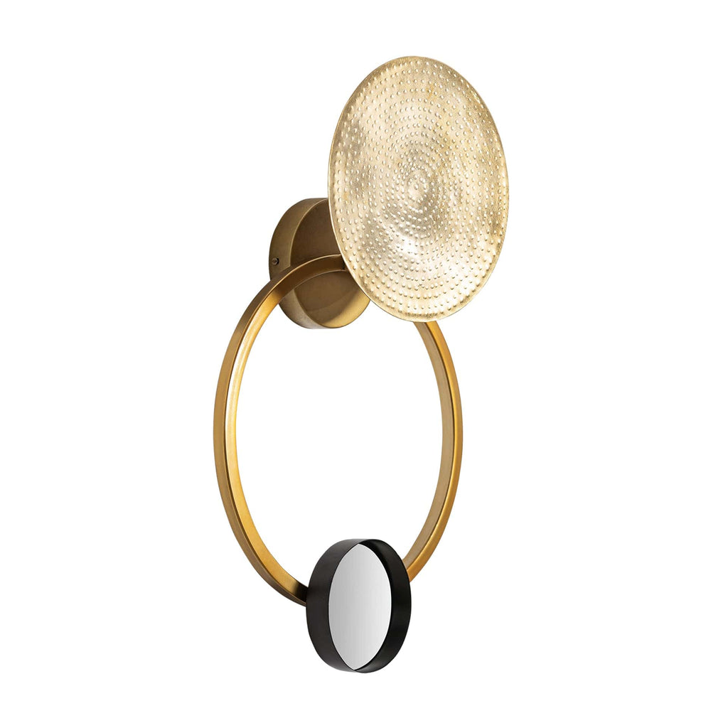 Runde Art-Deco Wandlampe in Gold und Schwarz