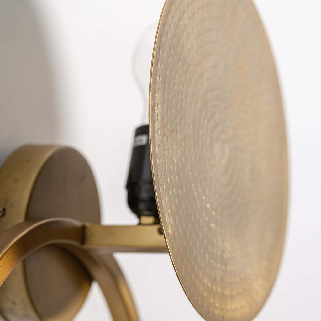 Runde Art-Deco Wandlampe in Gold und Schwarz
