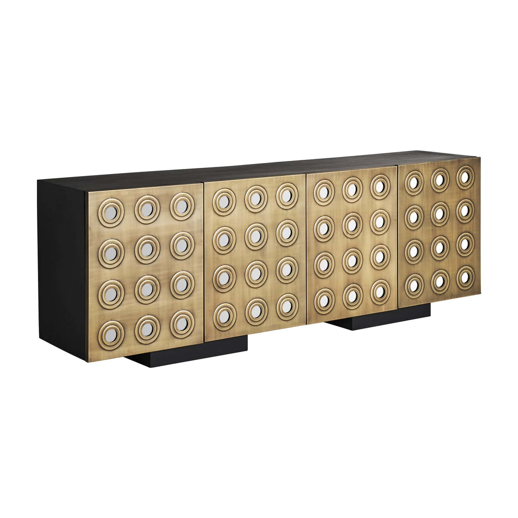 Schwarzes Sideboard aus Mangoholz mit Goldener Front