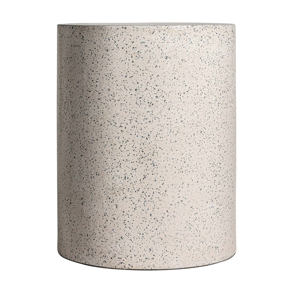 Runder Outdoor Beistelltisch aus Weissem Terrazzo / Indoor & Outdoor