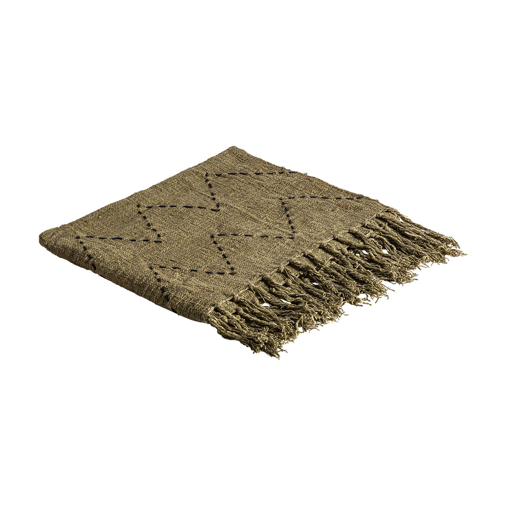 Braune Tagesdecke mit Fransen aus Baumwolle