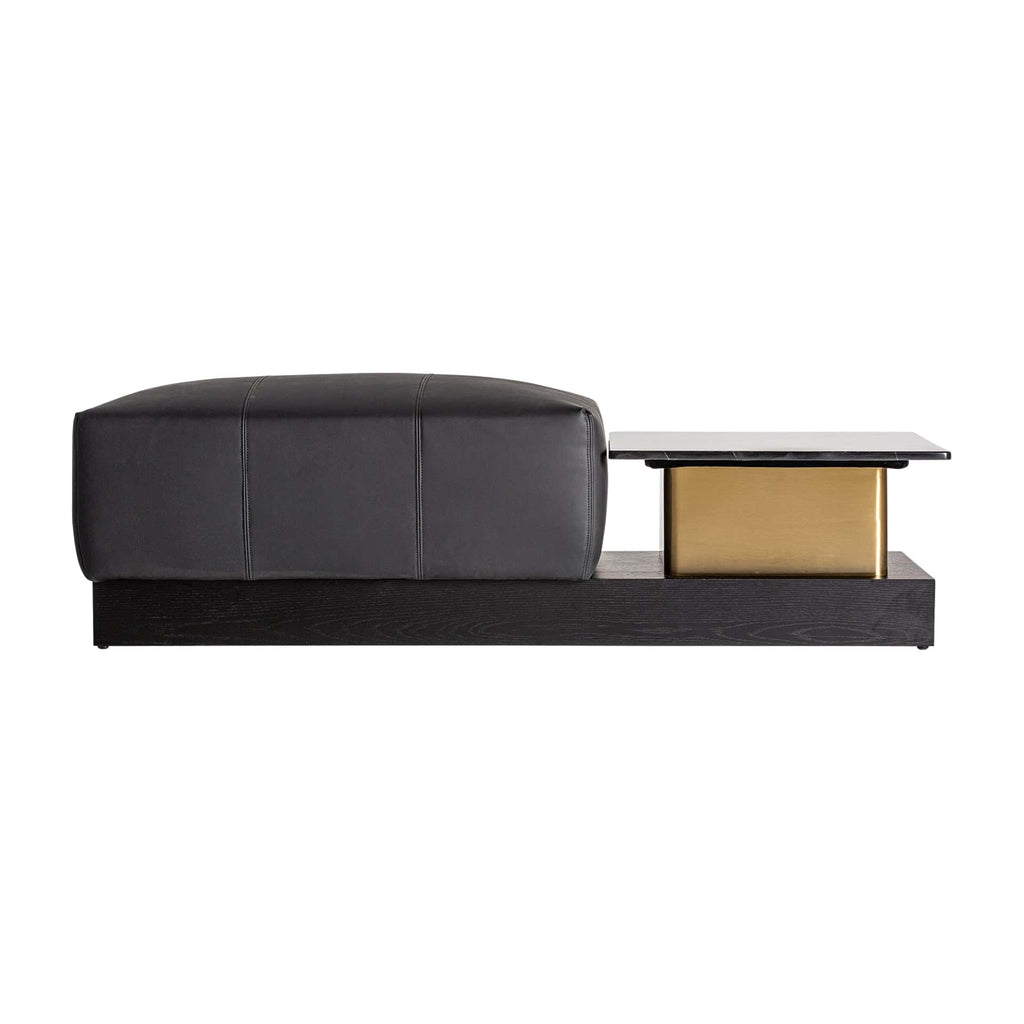 Schwarz-goldener Art Deco Couchtisch mit Eichenholz und Marmor