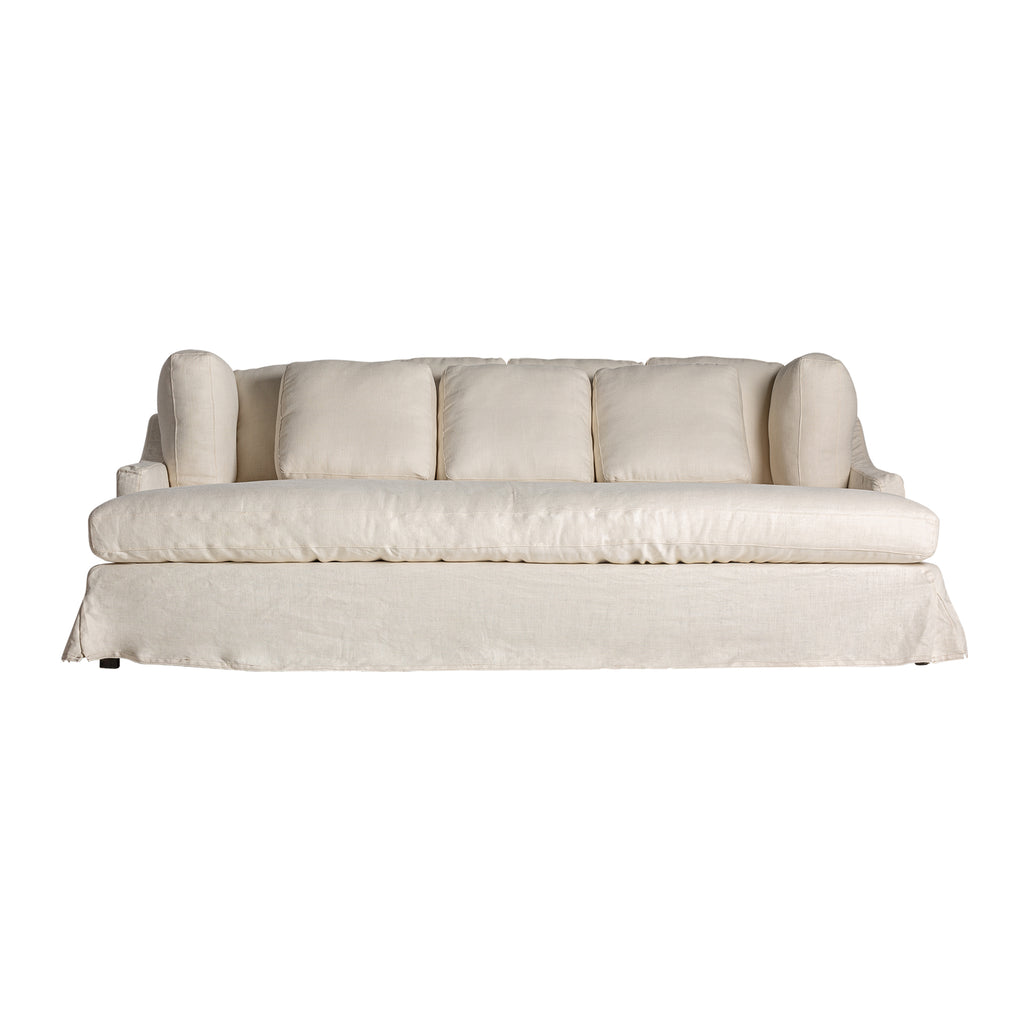 Extra tiefes 4-Sitzer Sofa in Creme mit vielen Kissen, zeitgenössisches Design, hoher Komfort