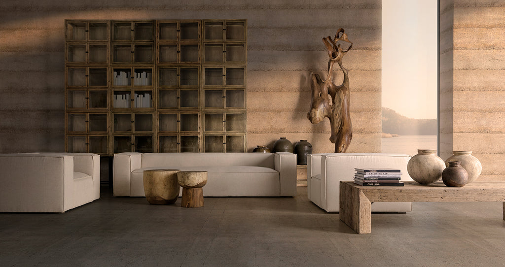 Beiges Sofa aus Leinen und Baumwolle 