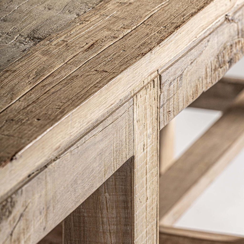 Handgefertigte Kolonial-Konsole aus Recyceltem Kiefernholz