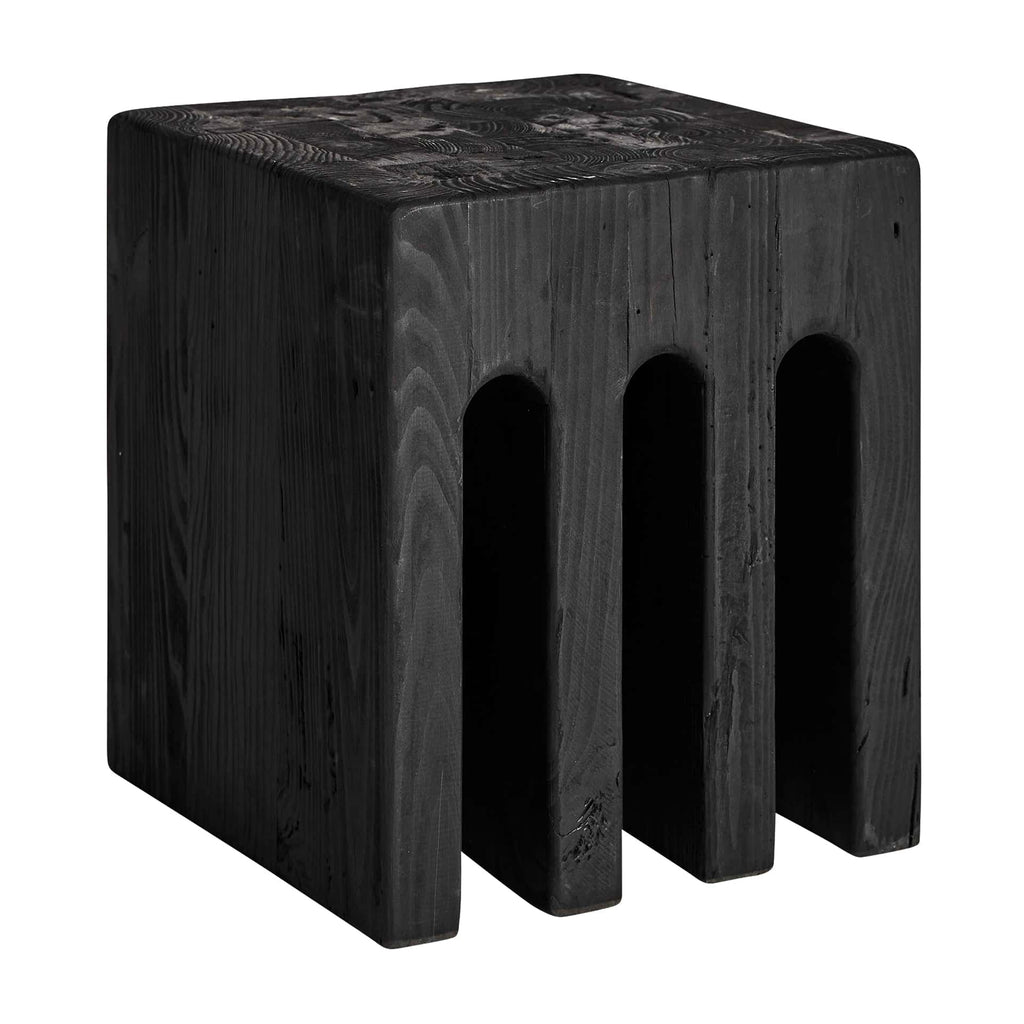 Handgefertigter Art-Deco-Beistelltisch aus Holz in Schwarz