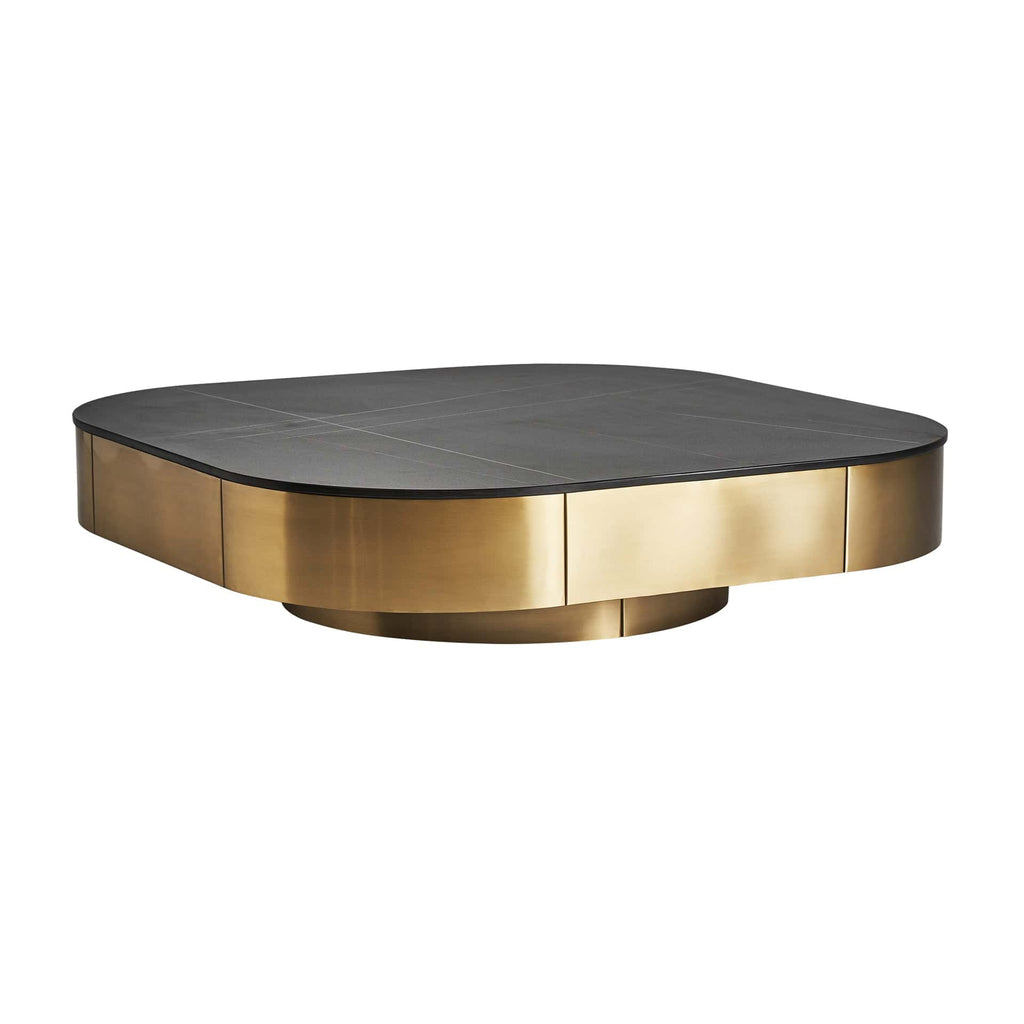 Quadratischer Couchtisch in Schwarz und Gold im Lounge Stil 