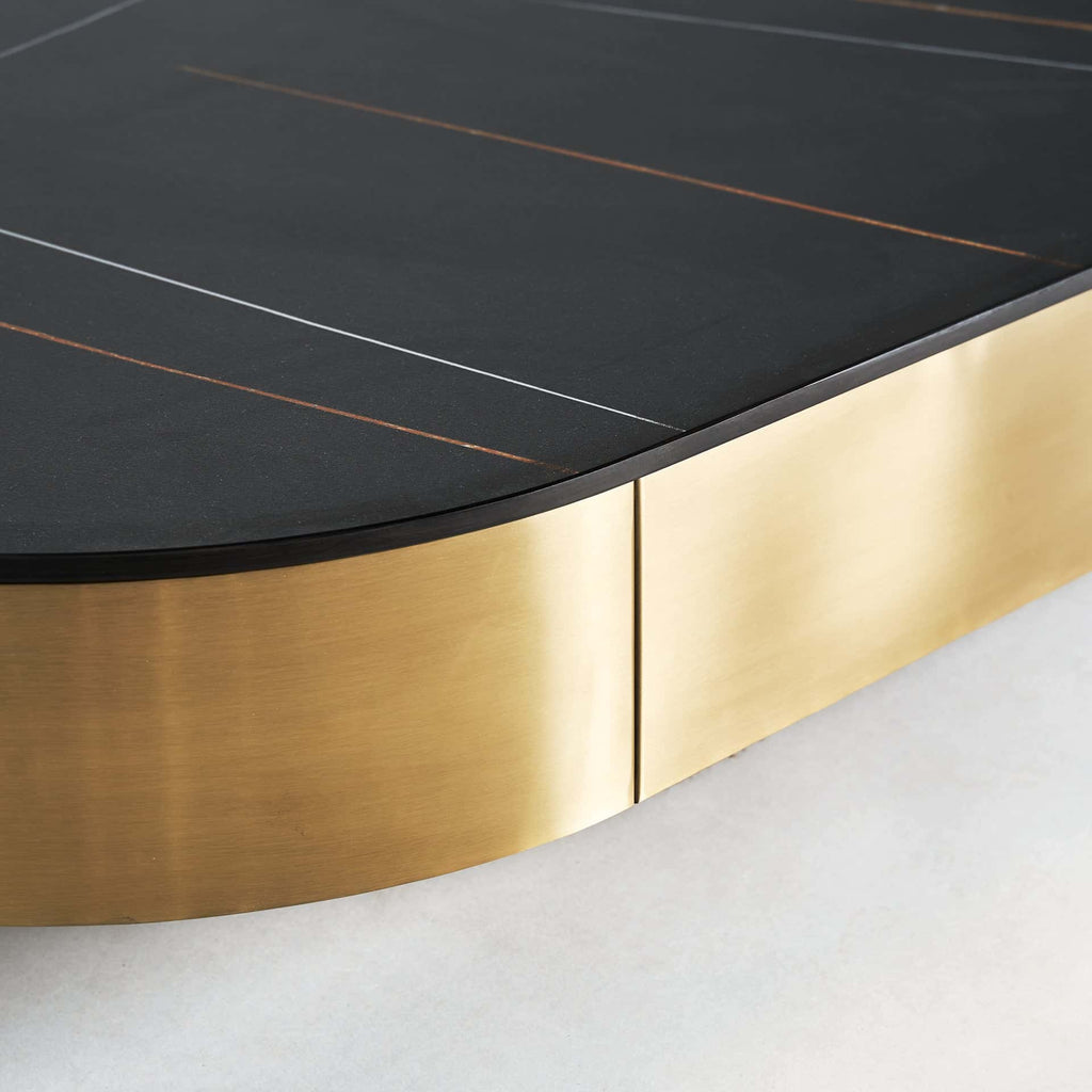Quadratischer Couchtisch in Schwarz und Gold im Lounge Stil 
