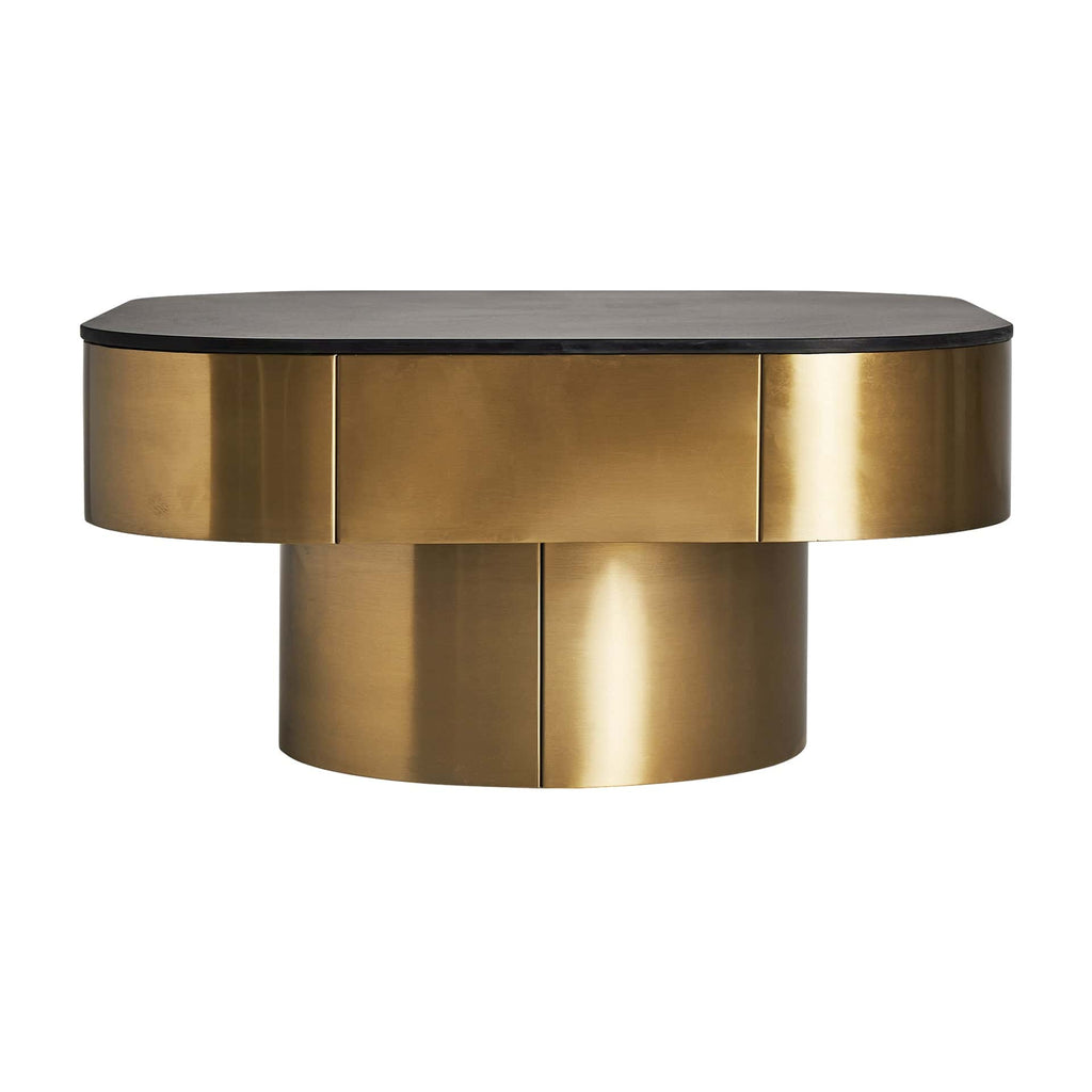 Eckiger Lounge Couchtisch im Art-Deco-Stil in Schwarz & Gold