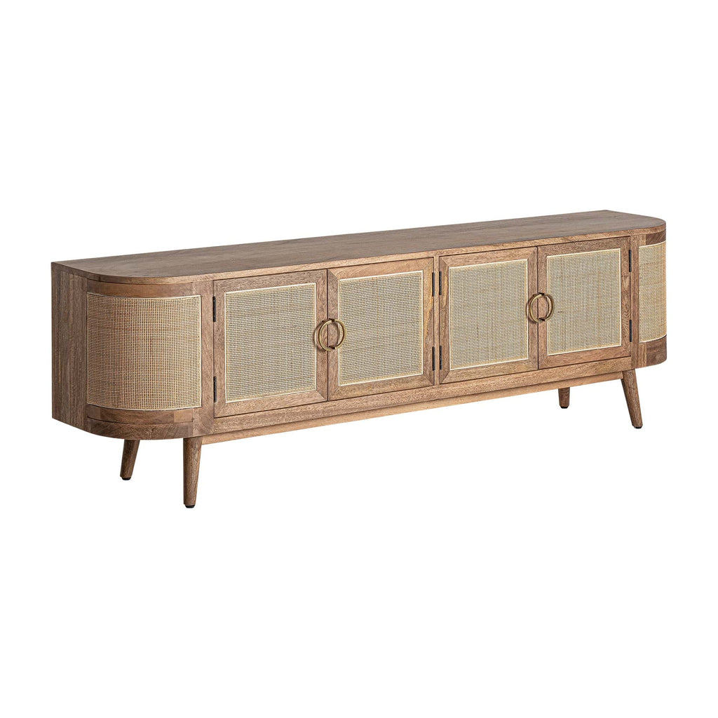 Viertüriges Sideboard aus Mangoholz mit Wiener Geflecht im Nordic Design