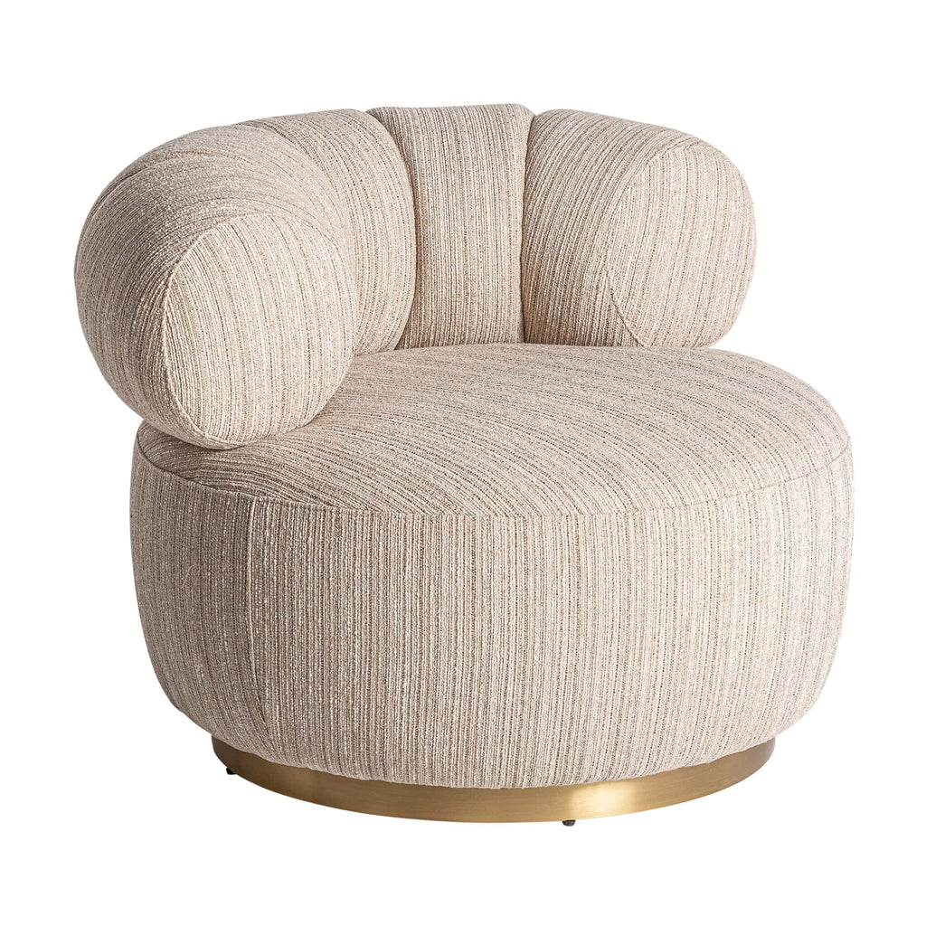 Runder Sessel in Beige mit Gold