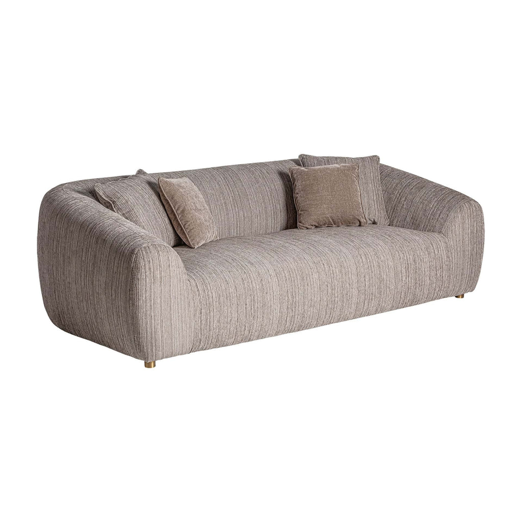 Taupefarbenes Dreisitzer Art Deco Sofa