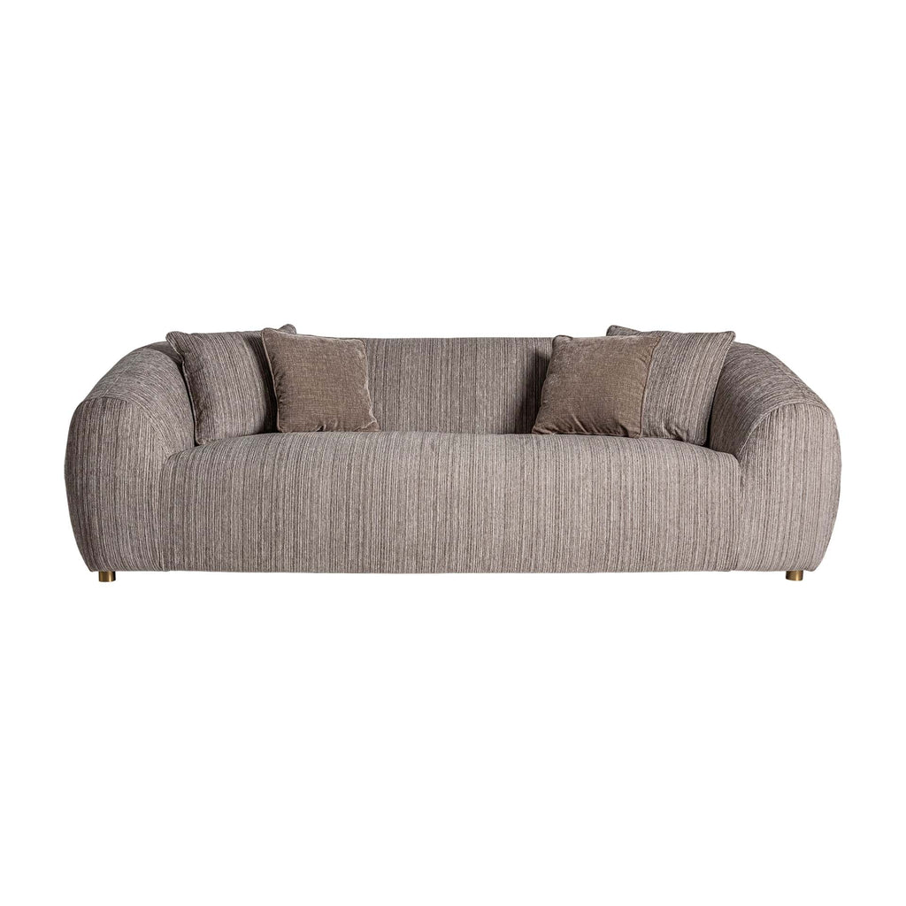 Dreisitzer Art Deco Sofa mit Kissen - Taupe 