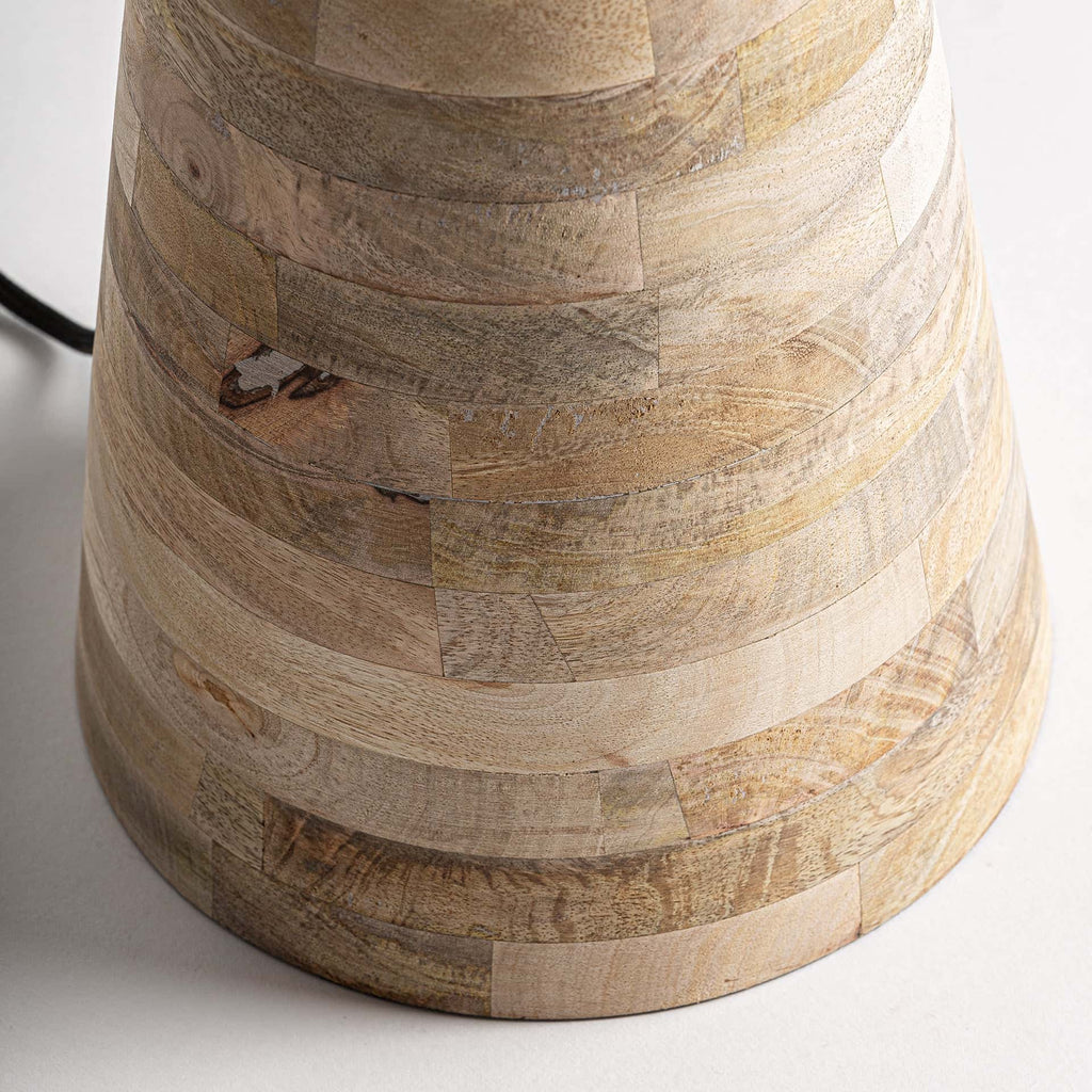 Art Deco Tischlampe in Creme und Gold aus Messing und Mangoholz