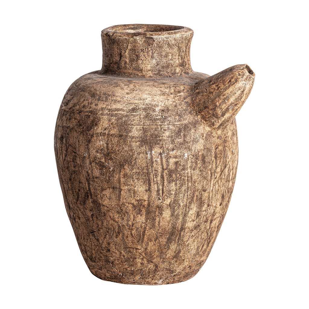 Rustikale Vase aus brauner Terrakotta mit Distressed Finish