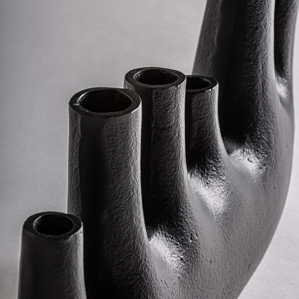 Moderne Modulare Blumenvase in Schwarz mit sechs Öffnungen 