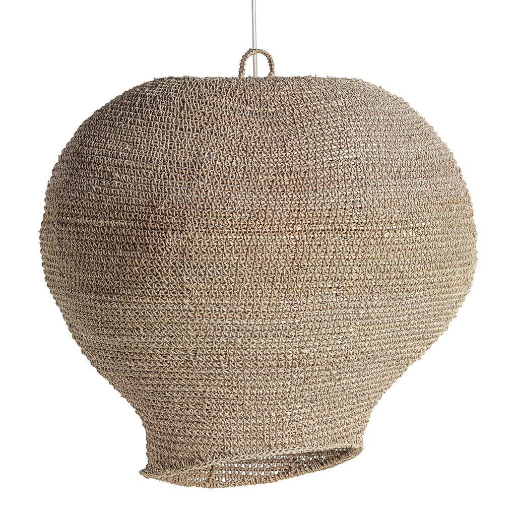 Handgefertigte Boho Deckenleuchte aus Palmenholz in Braun