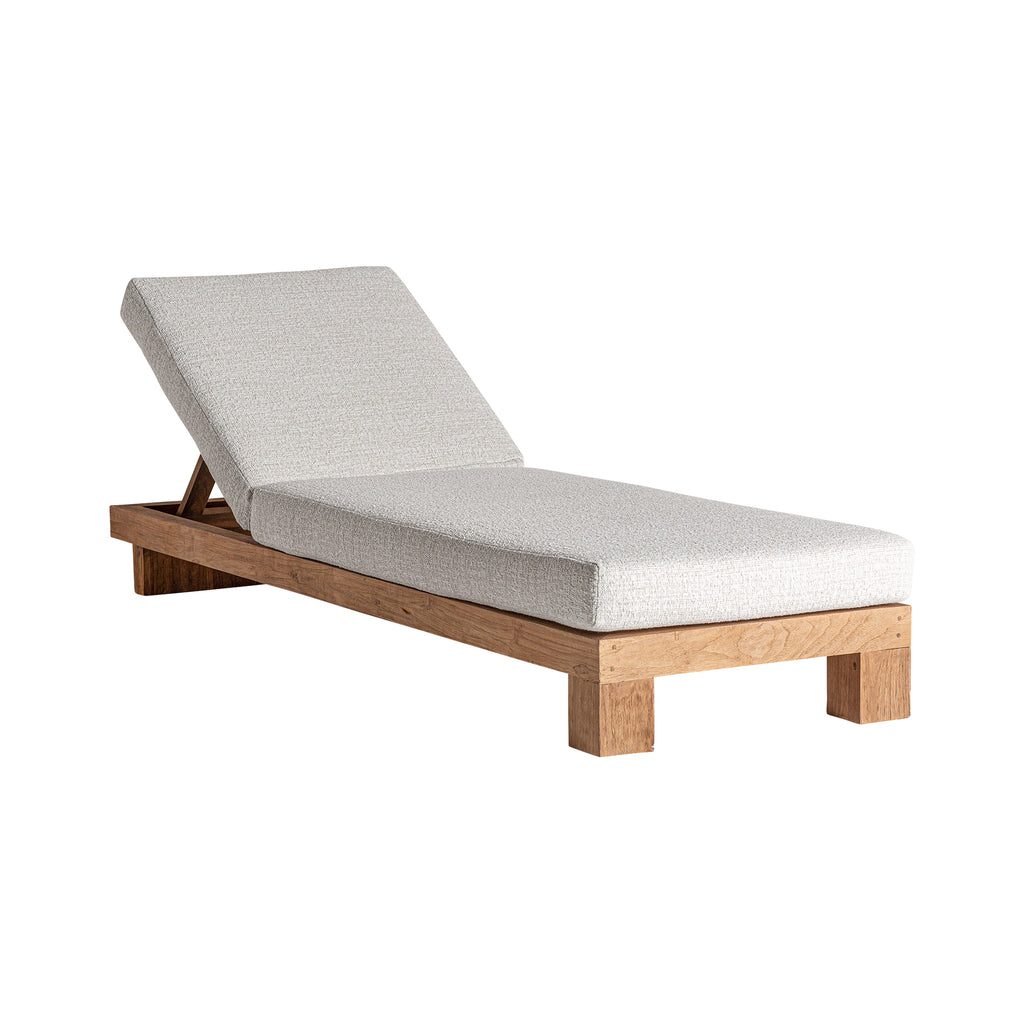 Designer Liegestuhl aus Teakholz mit Hellem Polster – Indoor und Outdoor