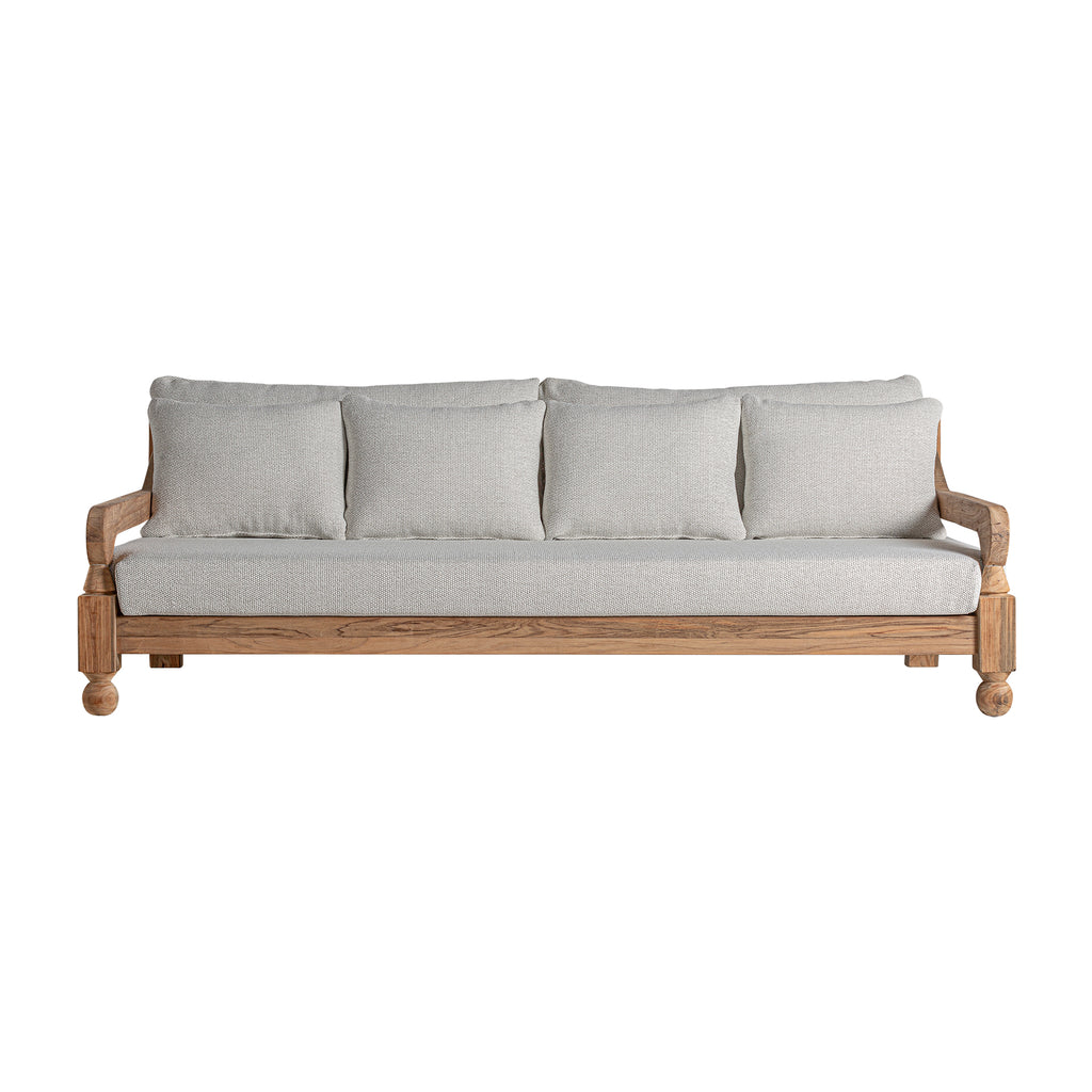 Designer Outdoor Sofa aus Holz mit Weißen Kissen
