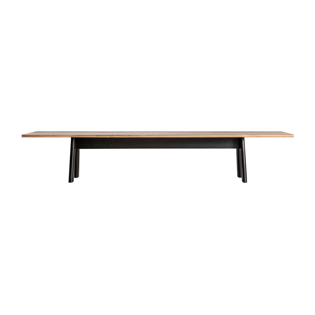 Esstisch Nara für 14 Personen aus Eichen- und Mangoholz, Braun/Schwarz, elegant und modern