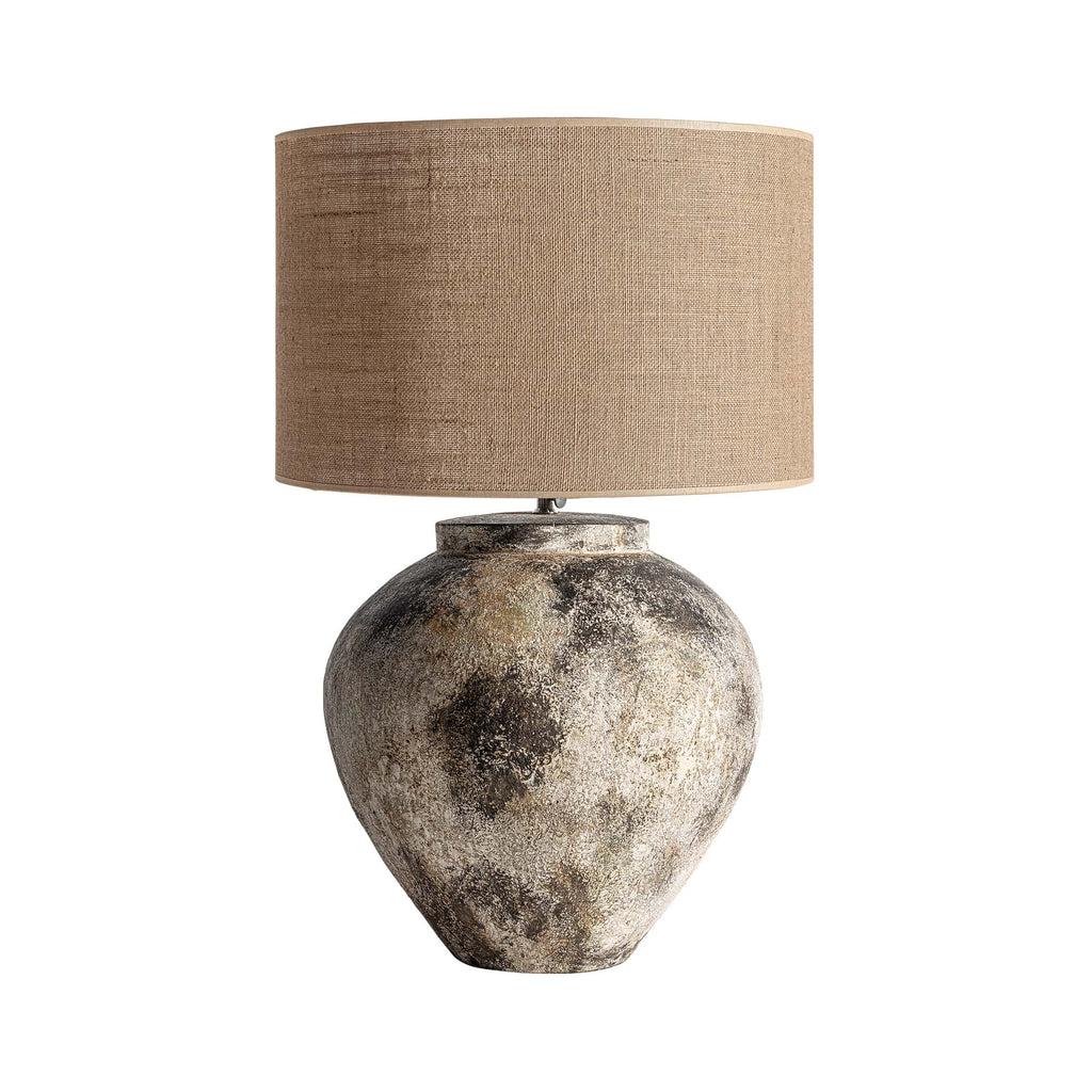 Handgefertigte Tischlampe aus Jute und Terrakotta in Beige