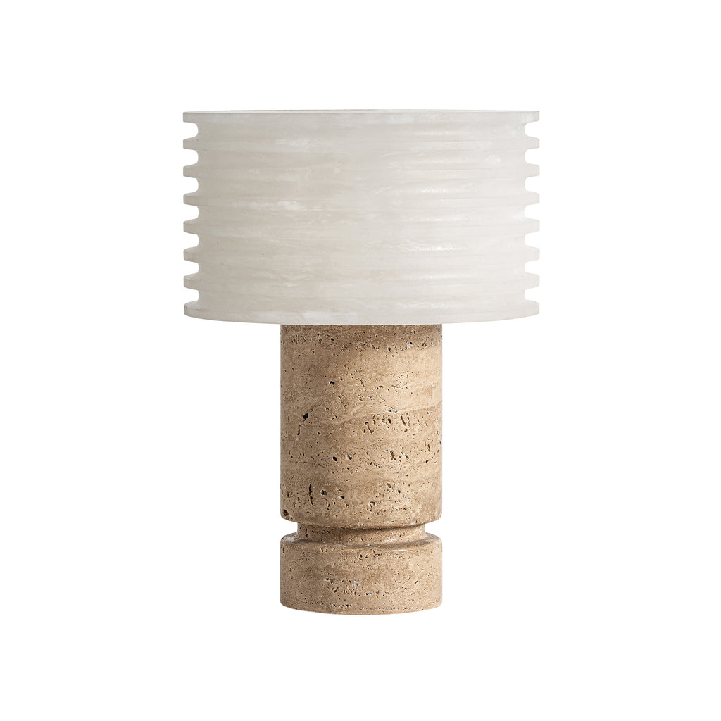 Edle Art-Déco-Tischlampe aus weißer Keramik mit Marmorfuß und Bronzeelementen – dekorative Leuchte mit zeitloser Ausstrahlung.
