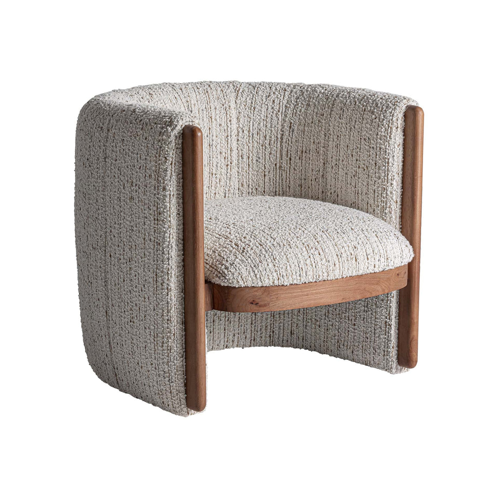 Art Deco Sessel aus Kiefernholz in Braun & Beige