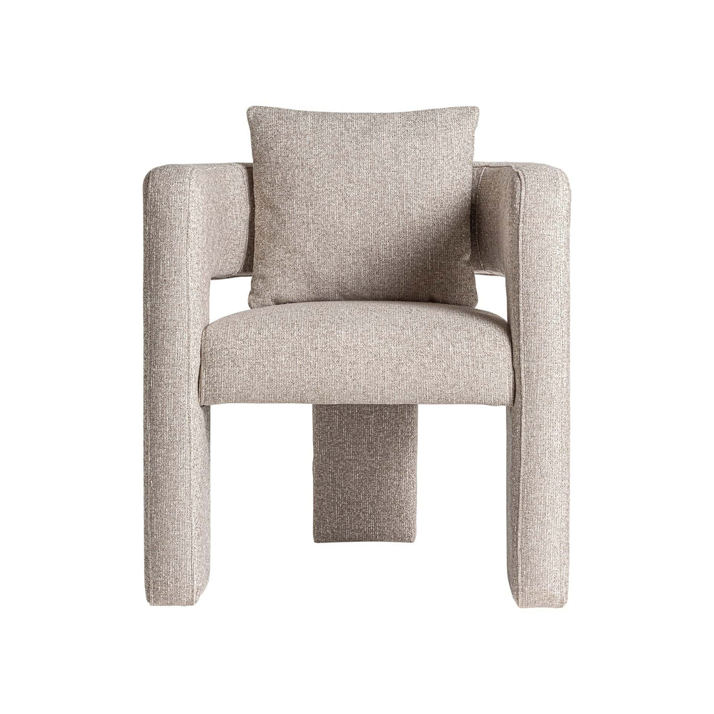 Dreibeiniger Sessel in Beige mit Kissen