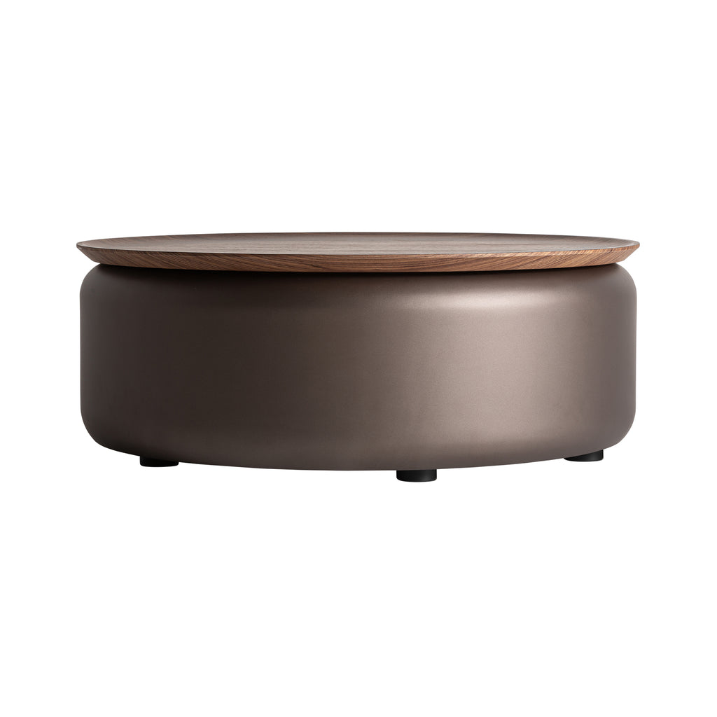 Runder grauer Couchtisch mit weichen Formen im modernen minimalistischen Design