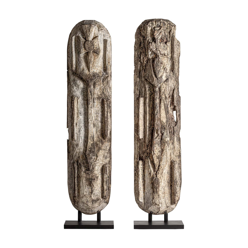 Handgefertigtes Skulpturen Set aus Tropenholz im Ethno Stil