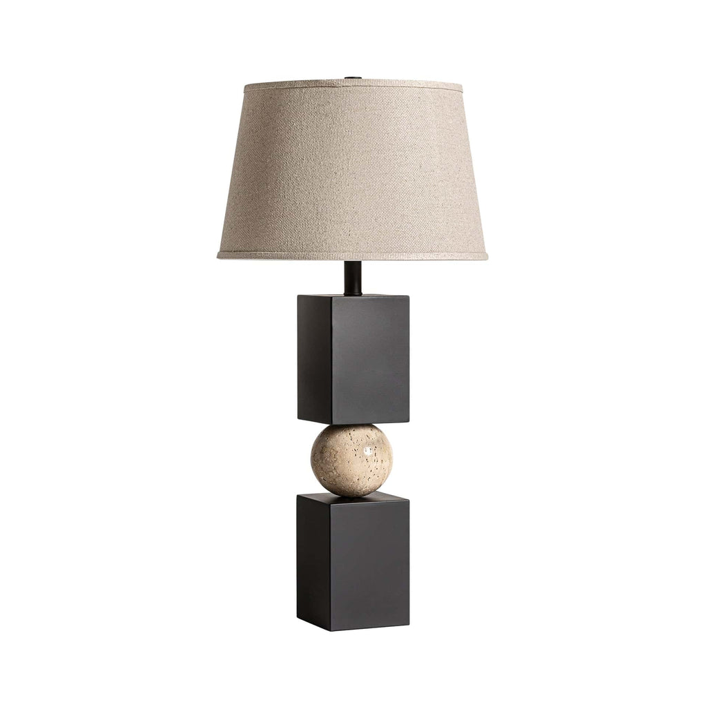 Schwarze Tischlampe mit Marmor und Leinen 