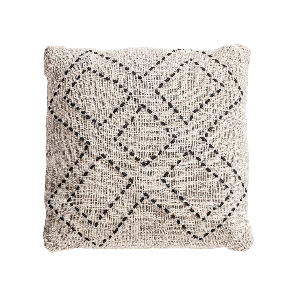 Boho Kissen in Beige mit Braunen Nähten