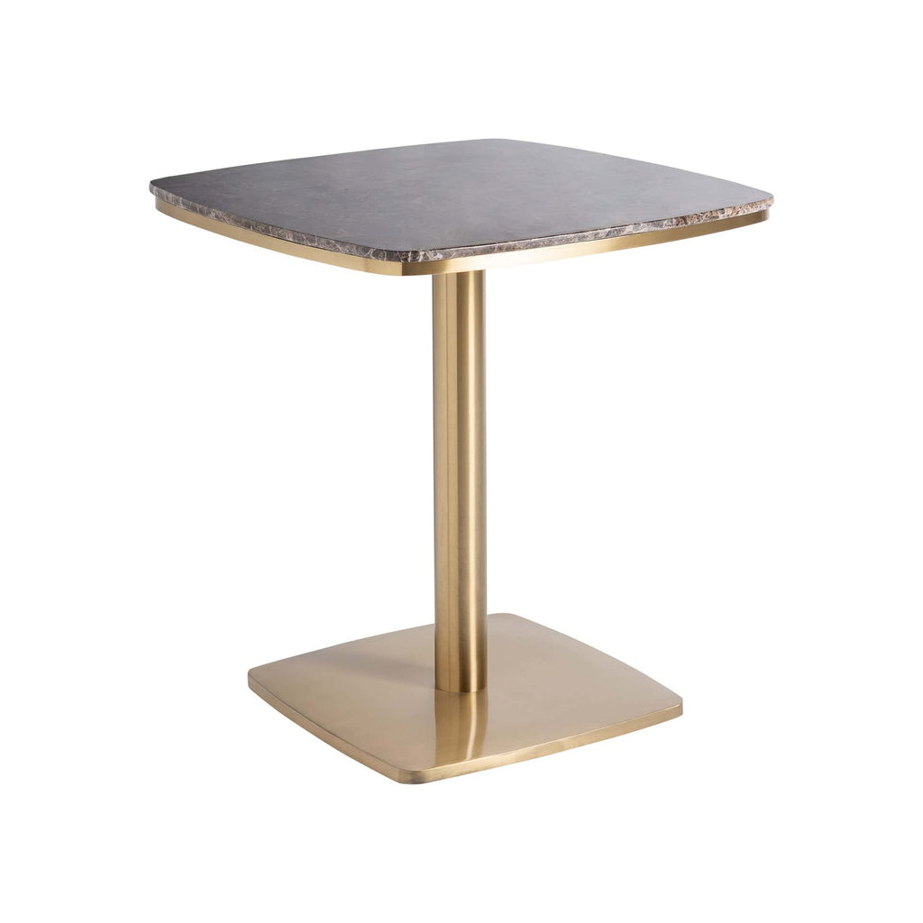 Eckiger Bartisch in Gold mit Braunem Marmor 