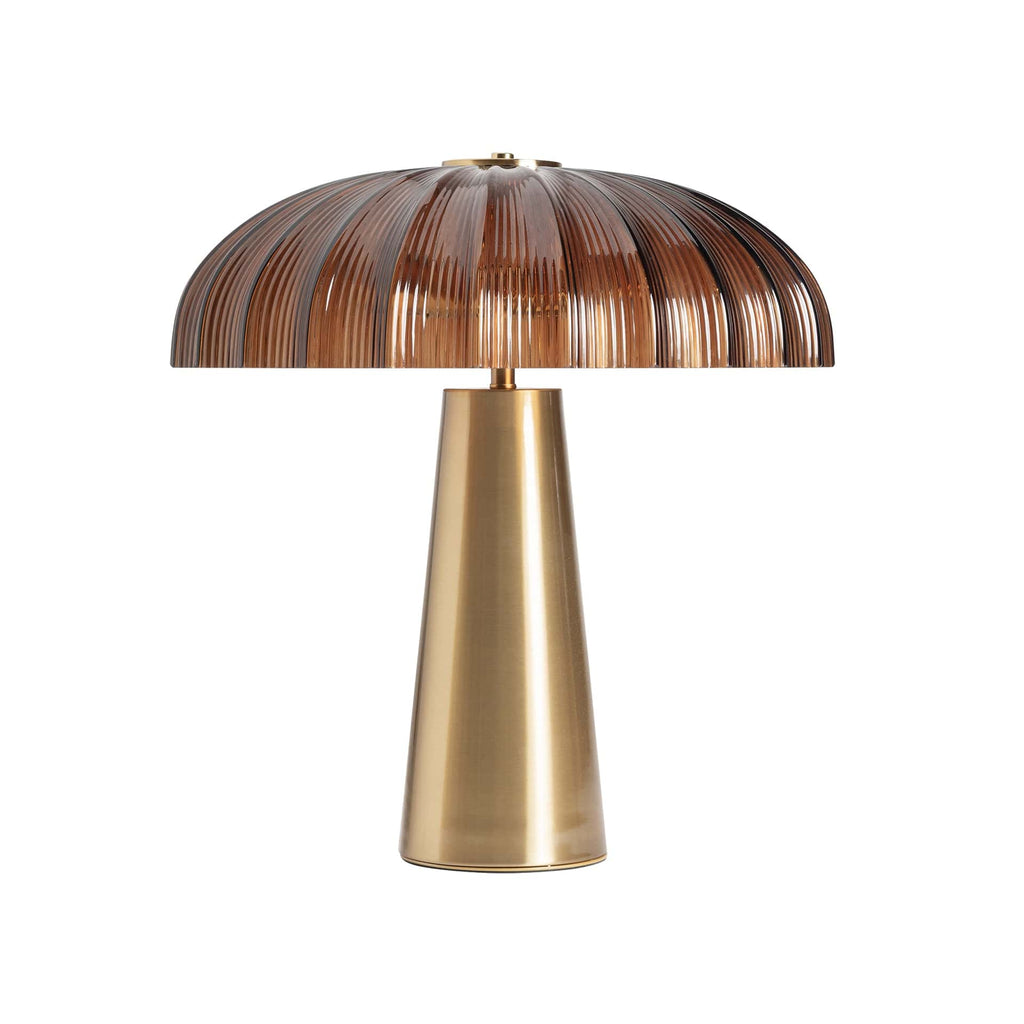 Vintage Tischlampe Gold mit Braunem Glas 