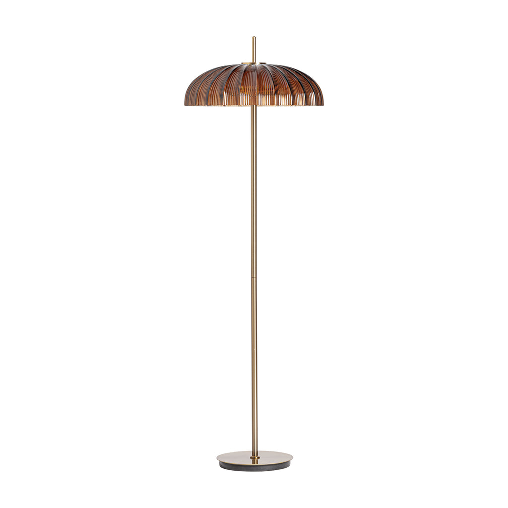 Vintage Stehlampe Gold mit Braunem Glas 