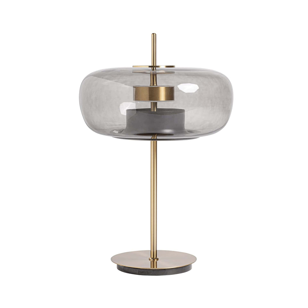 Goldene Design Tischlampe mit Schwarzem Glas 